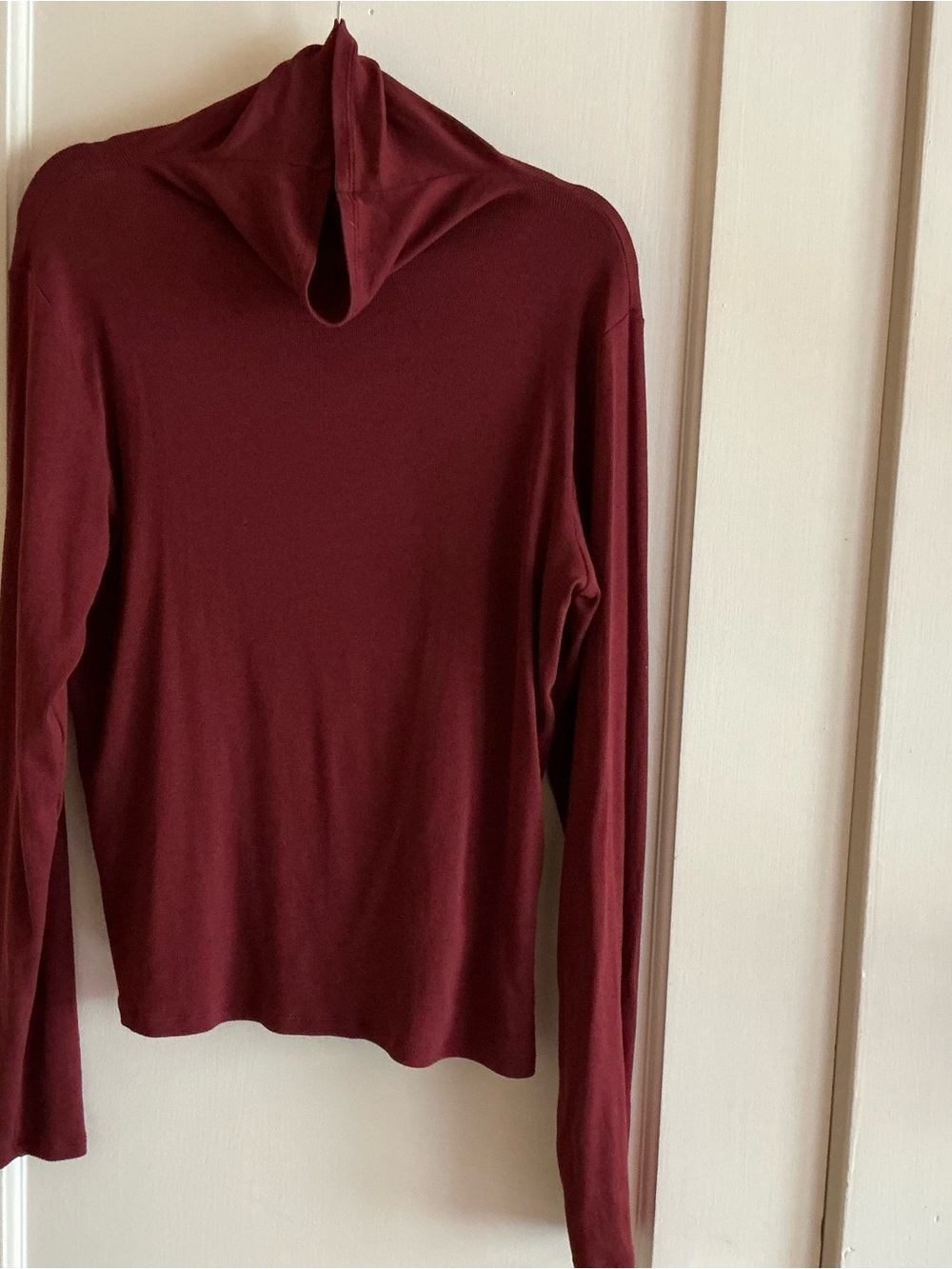 MM LaFleur Axam burgundy ribbed cotton turtleneck